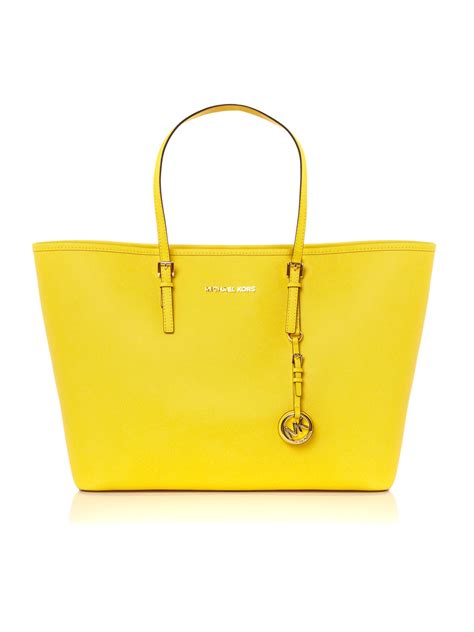 buy online michael kors neoprene jet set yellow tote bag|Michael Kors travel tote large.